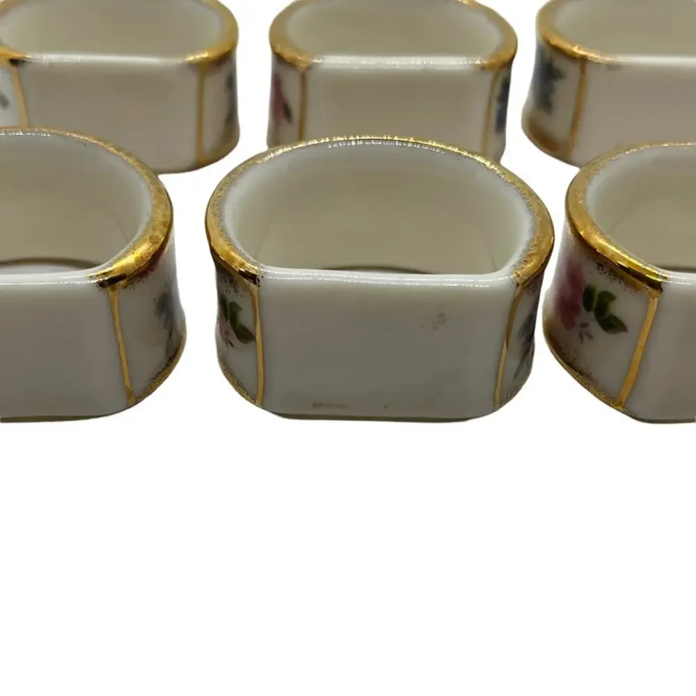Floral Napkin Rings Ceramic Victorian Vibes Vintage 80s Ornamental Collectibles